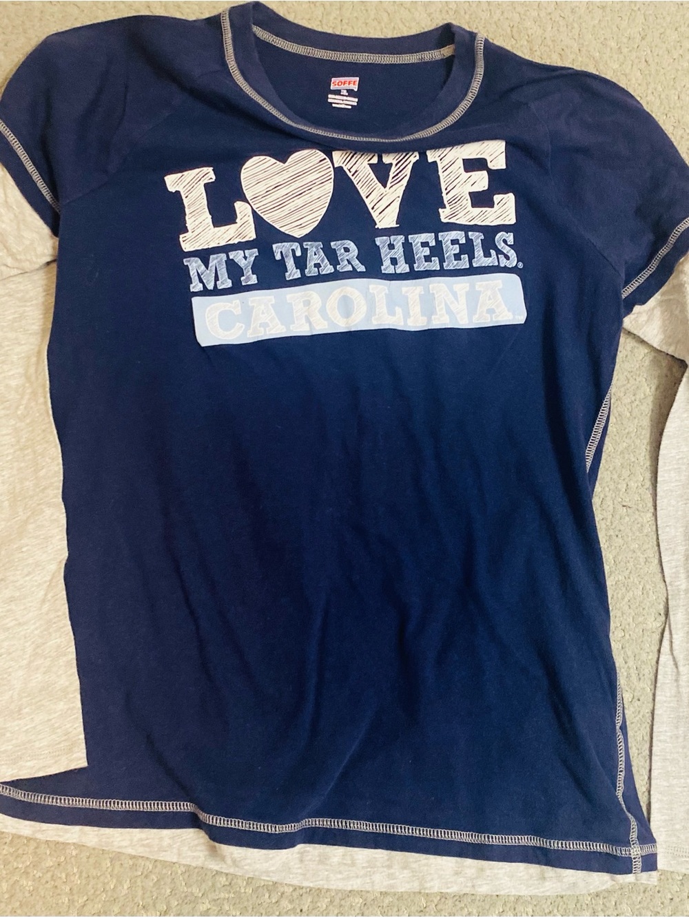 Soffe Navy and Light Blue 'Love My Tar Heels Carolina' Short Sleeve Tee